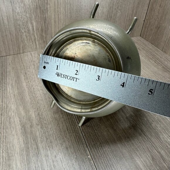 Vintage Decorative Metal Teapot with Ornate Brass Handle Hinged Lid Silver Tone - Picture 10 of 11